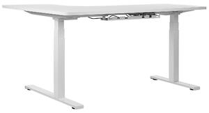 Rohový elektricky nastavitelný psací stůl pravostranný 160 x 110 cm bílý DESTIN II