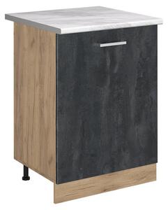 Spodní skříňka kuchyňské linky Vicco R-Line Černý beton/Zlatý mocný dub 60 cm s 1 dveřmi pracovná doska Mramor, Model 72193