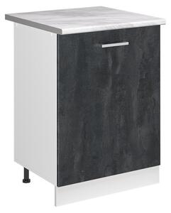 Spodní skříňka kuchyňské linky Vicco R-Line Černý beton/Bílá 60 cm s 1 dveřmi pracovná doska Mramor, Model 72129