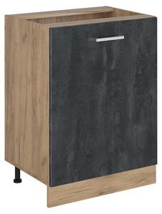Spodní skříňka kuchyňské linky Vicco R-Line Černý beton/Zlatý mocný dub 60 cm s 1 dveřmi bez pracovní desky, Model 72190