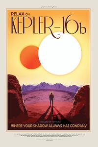 Ilustrace Kepler16b (Planet & Moon Poster) - Space Series (NASA), (26.7 x 40 cm)