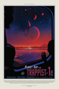 Ilustrace Trappist 1E (Planet & Moon Poster) - Space Series (NASA), (26.7 x 40 cm)