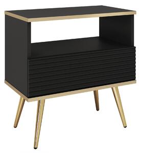 Noční stolek ORO S54 MDF Barva: černá/ zlaté nohy
