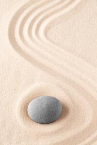 Ilustrace Zen garden meditation stone. Round rock, kikkerdirk, (26.7 x 40 cm)