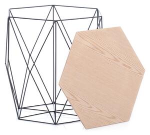 HOMEDE Odkládací stolek Asteria přírodní/černá, 40x33x39 cm