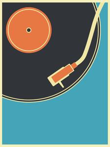 Ilustrace Retro Music Vintage Turntable Poster in, Youst, (30 x 40 cm)