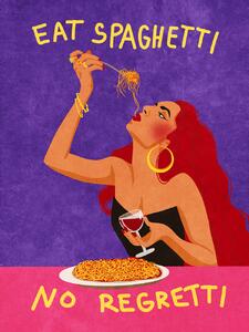 Ilustrace Eat spaghetti no regretti, Raissa Oltmanns, (30 x 40 cm)