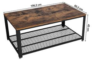 SONGMICS Konferenční stolek Industry hnědá;černá 106,2x60,2x45 cm
