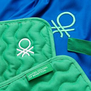 United Colors of Benetton Sada 3 ks - zástěra a 2 podložky pod hrnce Benetton Rainbow / modrá, zelená / 100% bavlna