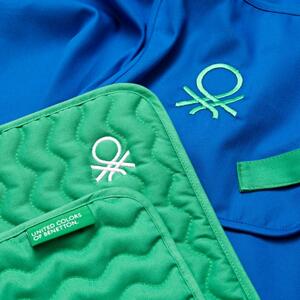 United Colors of Benetton Sada 3 ks - zástěra a 2 podložky pod hrnce Benetton Rainbow / modrá, zelená / 100% bavlna