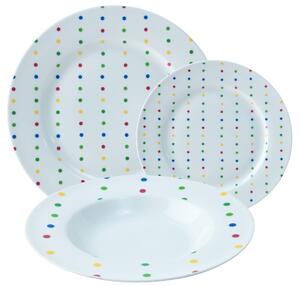 18-dílná sada porcelánového nádobí United Colors of Benetton / Ø 20 cm / Ø 22 cm / Ø 27 cm / porcelán / bílá s puntíky