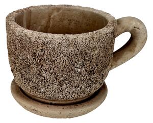 BETONOVÝ KVĚTINÁČ HRNEK HNĚDÝ pr.16cm KAMÍNKY
