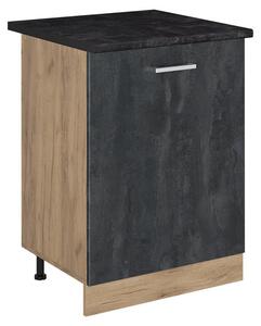 Spodní skříňka kuchyňské linky Vicco R-Line Černý beton/Zlatý mocný dub 60 cm s 1 dveřmi pracovná doska antracitová, Model 72191