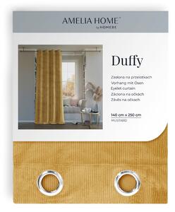 FLHF Dekorační závěs Duffy s kroužky, hořčicová žlutá, 140x250