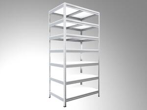 Regál do technické místnosti Biedrax 35 x 60 x 210 cm, pozink, 7 polic bílé lamino 12mm, nosnost 200 kg na polici
