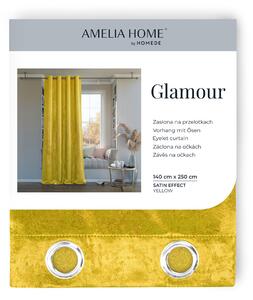 FLHF Dekorační závěs Glamour, s kroužky, žlutá, 140x250