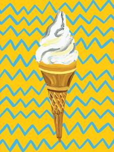 Ilustrace Ice Cream Yellow Zigzag, Alice Straker, (30 x 40 cm)