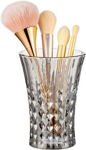 Držák na štětce na make-up, křišťálová optika, šedá barva, velký (L), pro toaletní stolek