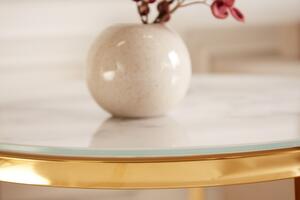 2SET odkládací stolek ELEGANCE GOLD ROUND 40 CM bílý mramorový vzhled Nábytek | Doplňkový nábytek | Odkládací stolky