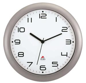 Nástěnné hodiny HorNew - plastové, 30 cm, stříbrné