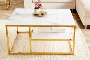 Konferenční stolek ELEGANCE GOLD 90 CM bílý mramorový vzhled Nábytek | Obývací pokoj | Konferenční stolky | Všechny konferenční stolky