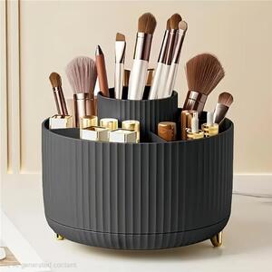Organizér na make-up, otočný o 360°, s 5 přihrádkami, černý, pro toaletní stolek