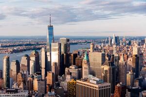 Umělecká fotografie New York City downtown skyline aerial, Alexander Spatari, (40 x 26.7 cm)