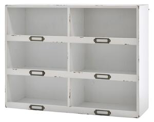 Bílá antik nástěnná polička Chic Antique s 6 přihrádkami – 50*14,5*37 cm - Chic Antique