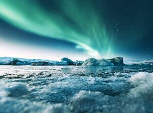 Umělecká fotografie aurora borealis in iceland at jakulsarlon, franckreporter, (40 x 30 cm)