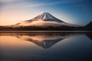 Umělecká fotografie Fuji Mountain Reflection with Morning sunrise, Jackyenjoyphotography, (40 x 26.7 cm)