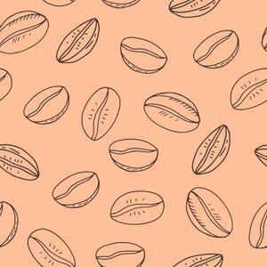 Umělecká fotografie coffee beans seamless pattern hand drawn, Irina Samoylova, (40 x 40 cm)