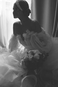 Umělecká fotografie cheerful bride - stock photo, Serhii Mazur, (26.7 x 40 cm)