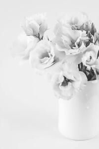 Umělecká fotografie Beauty Eustoma flowers in vase. Black, white_caty, (26.7 x 40 cm)