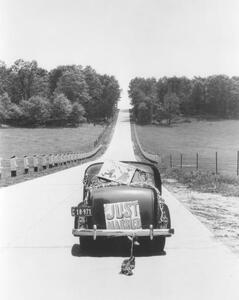 Umělecká fotografie Back View Of Car With Just Married Sign., H. Armstrong Roberts, (30 x 40 cm)