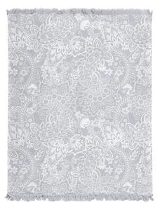 Bavlněná deka s třásněmi - Ornament šedý