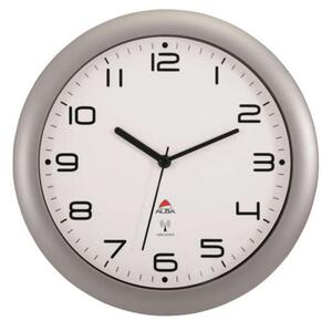 Nástěnné rádiem řízené hodiny Hornew - plastové, 30 cm, stříbrné