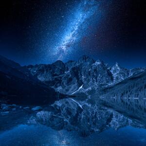 Umělecká fotografie Milky way and lake in the, Shaiith, (40 x 40 cm)