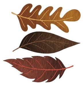 Fotografie Three brown fall leaves watercolor illustration, ToBeeLife, (40 x 40 cm)