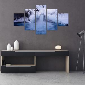 Obraz vodopádu v zimě (125x70 cm)
