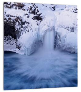 Obraz vodopádu v zimě (30x30 cm)
