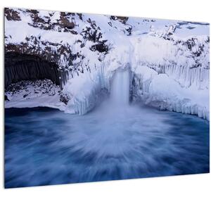 Obraz vodopádu v zimě (70x50 cm)