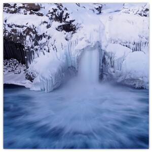 Obraz vodopádu v zimě (30x30 cm)