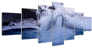 Obraz vodopádu v zimě (210x100 cm)