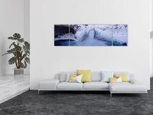 Obraz vodopádu v zimě (170x50 cm)
