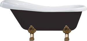 MEXEN - Retro vana volně stojící, 150 x 73 cm - bílá/ černá, nohy - zlatá - 53251507375-50