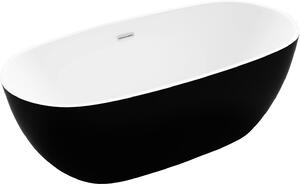 MEXEN - Eris vana volně stojící, 170 x 85 cm - bílá/ černá, přepad - chrom - 53441708575