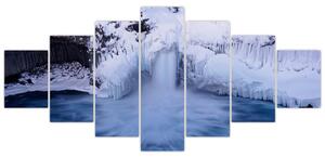 Obraz vodopádu v zimě (210x100 cm)
