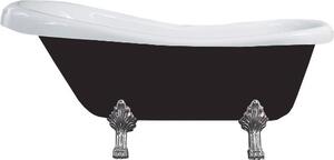 Mexen Retro vana volně stojící, 170 x 75 cm - bílá/ černá, nohy - chrom - 53251707575-00