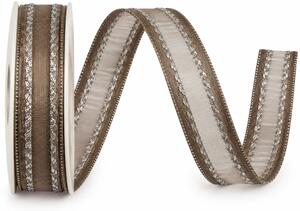 Stuha organza MONDAN BRONZE ELEGANCE platinově hnědá 15mm x 3m (7,-Kč/m)