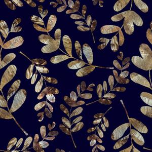 Ilustrace branches and leaves with golden texture, dnapslvsk, (40 x 40 cm)